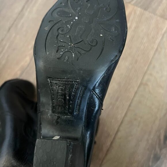 Born Black Crown Pratt Mid-Calf Block Heel Leather Side Zip Boots Size 8.5 - Picture 16 of 16